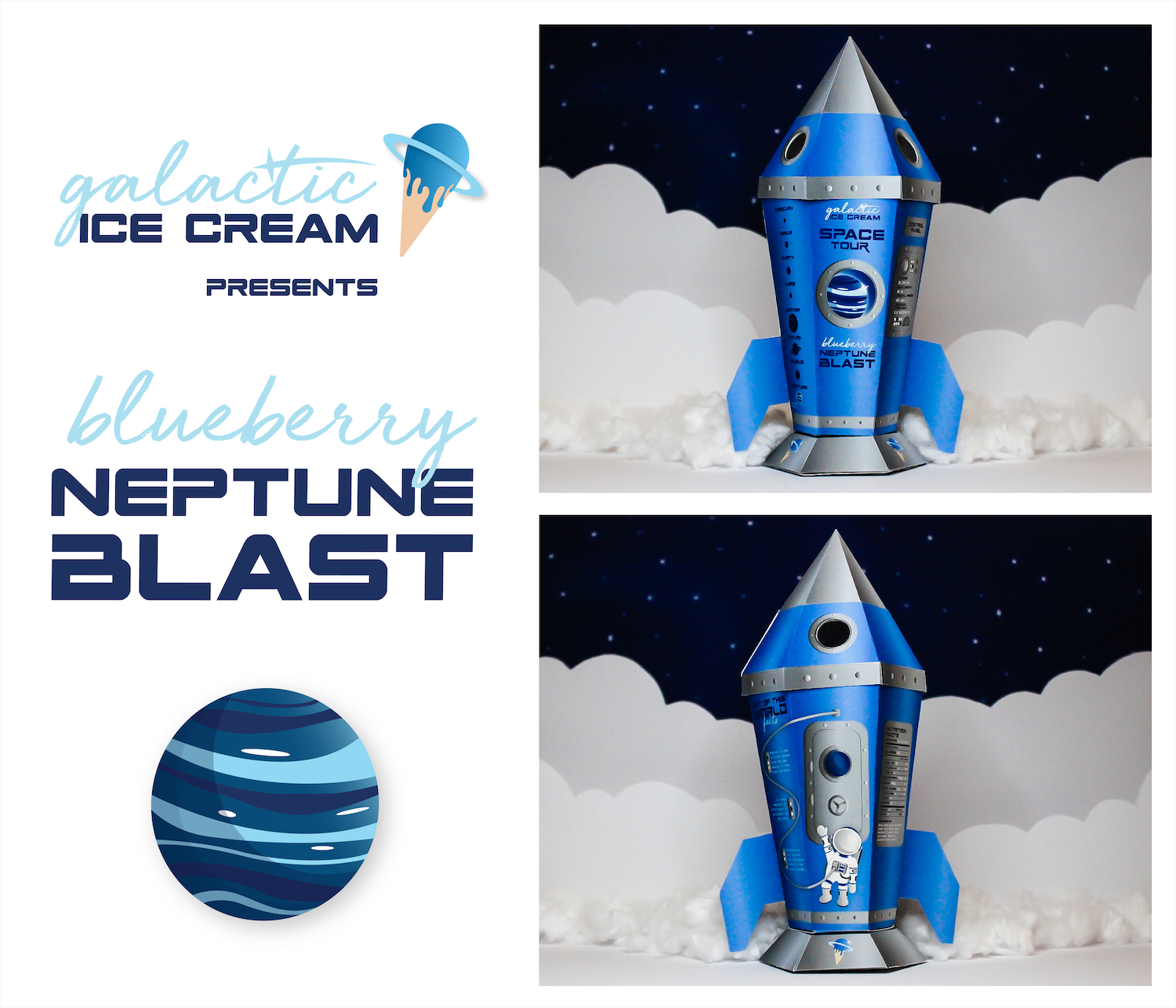Neptune—Blue Rocket Ice Cream Packaging