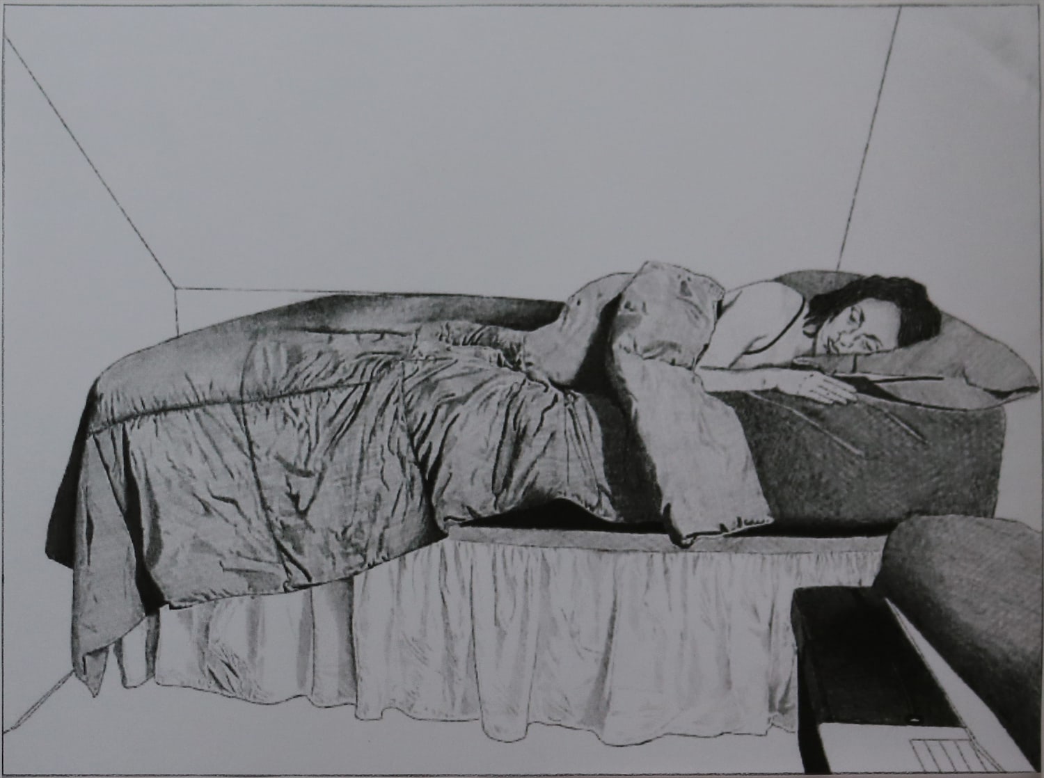 Illustration of a woman lying in a bed.