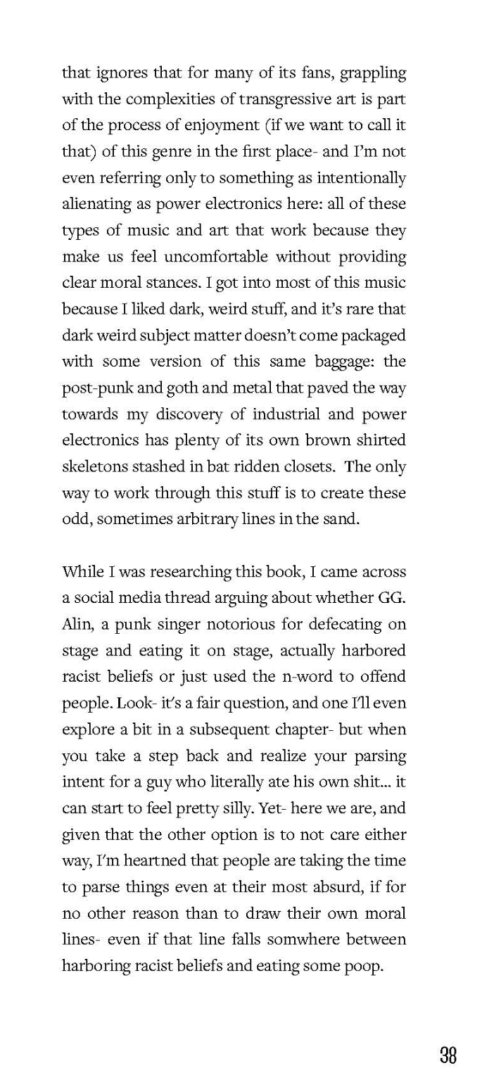 Essay section about racist themes in noise music.
Please contact Jay if you'd like a live text copy of the text.