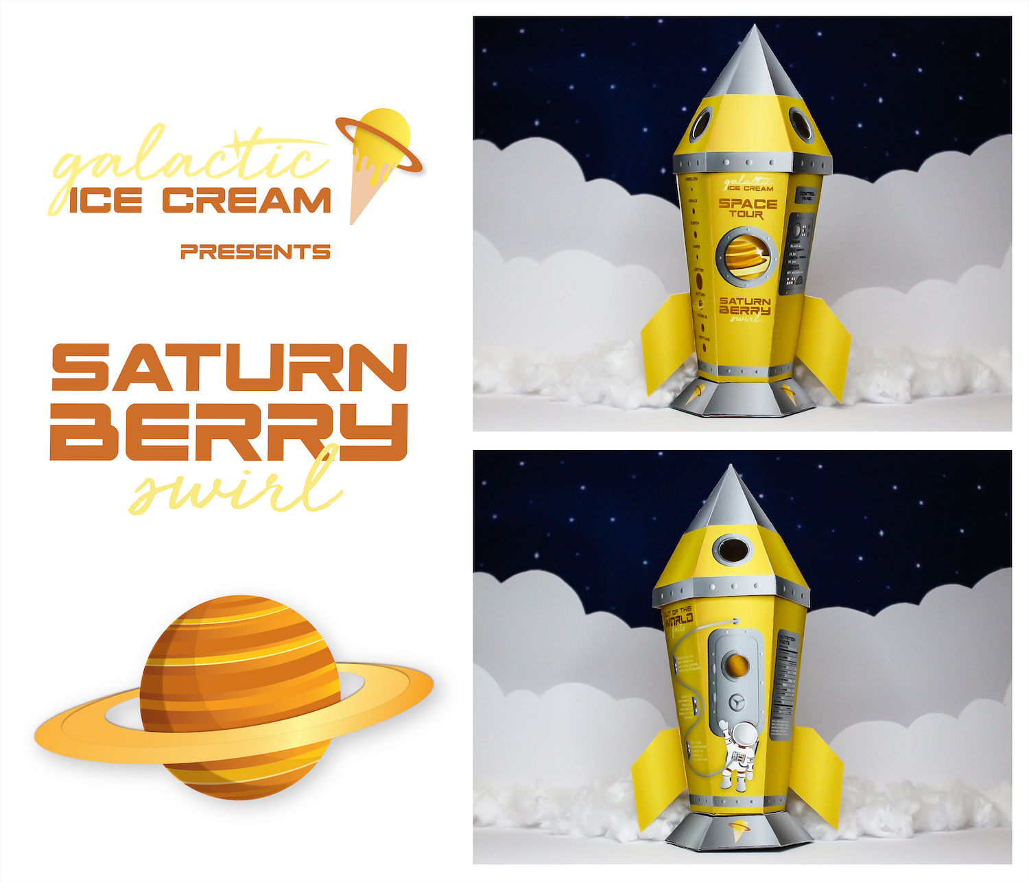 Saturn—Yellow Rocket Ice Cream Packaging